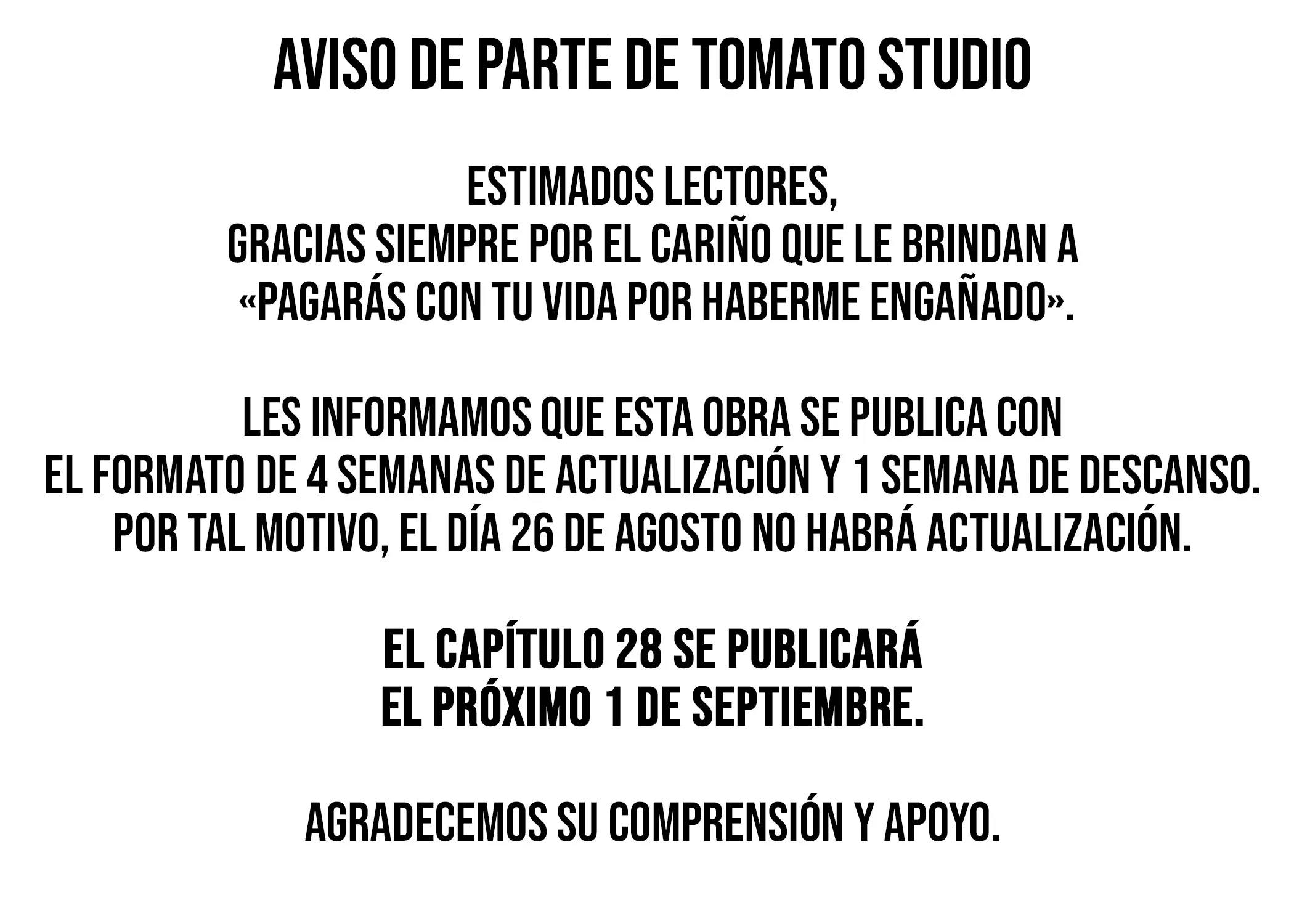 Pagarás con tu vida por haberme engañado Capítulo 27.5 - Page 1